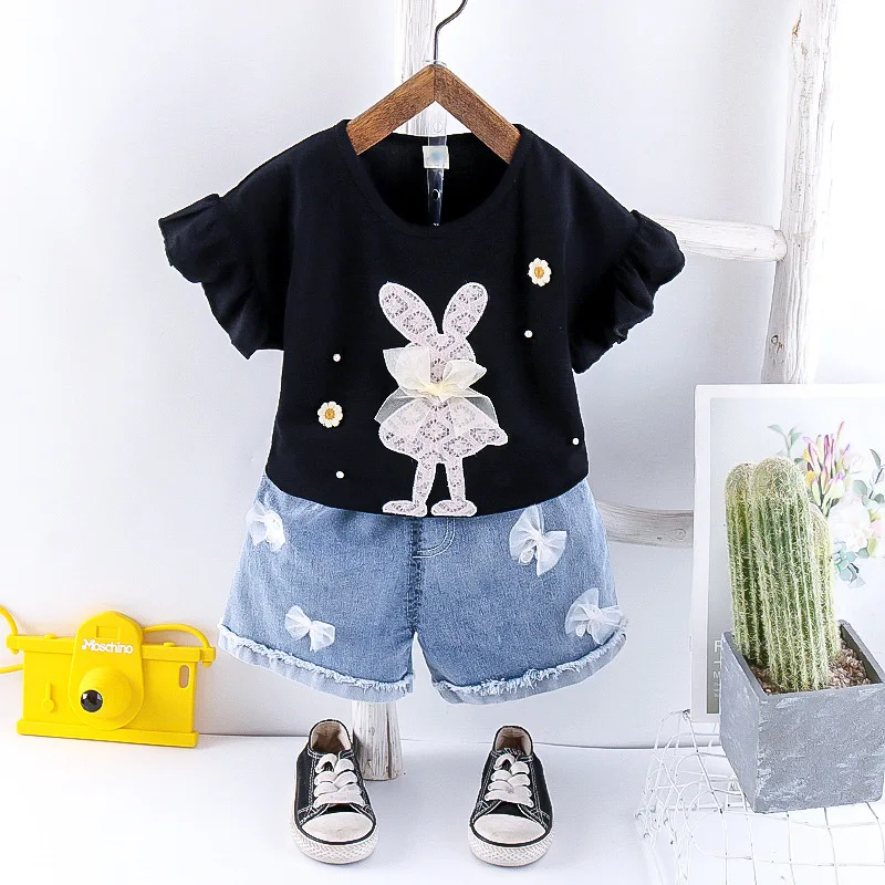 New Summer Fashion Baby Girl Clothes Suit Children Cute T-Shirt Shorts 2Pcs/Sets Toddler Casual Costume Outfits Kids Tracksuits