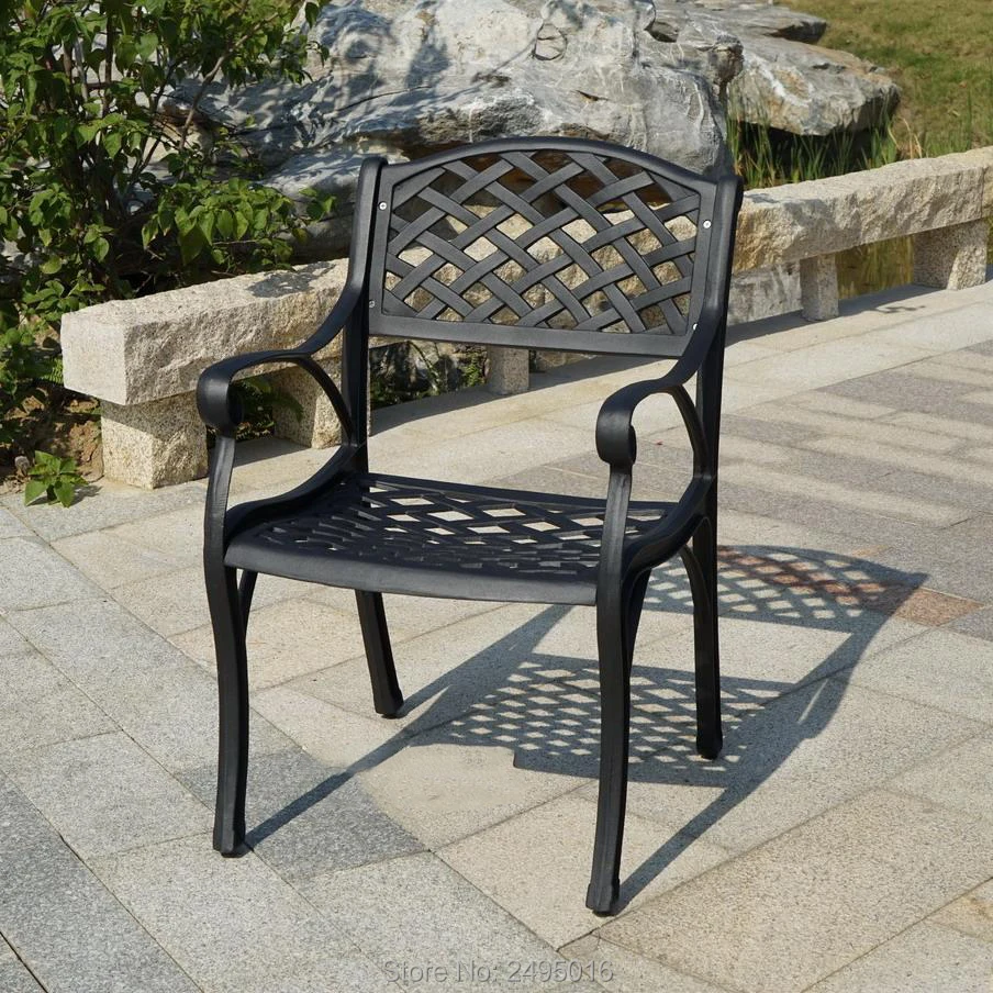 

set of 2pcs cast aluminum chair street porch Garden terrace Balcony chair all weather iron chairs poolside outdoor furniture