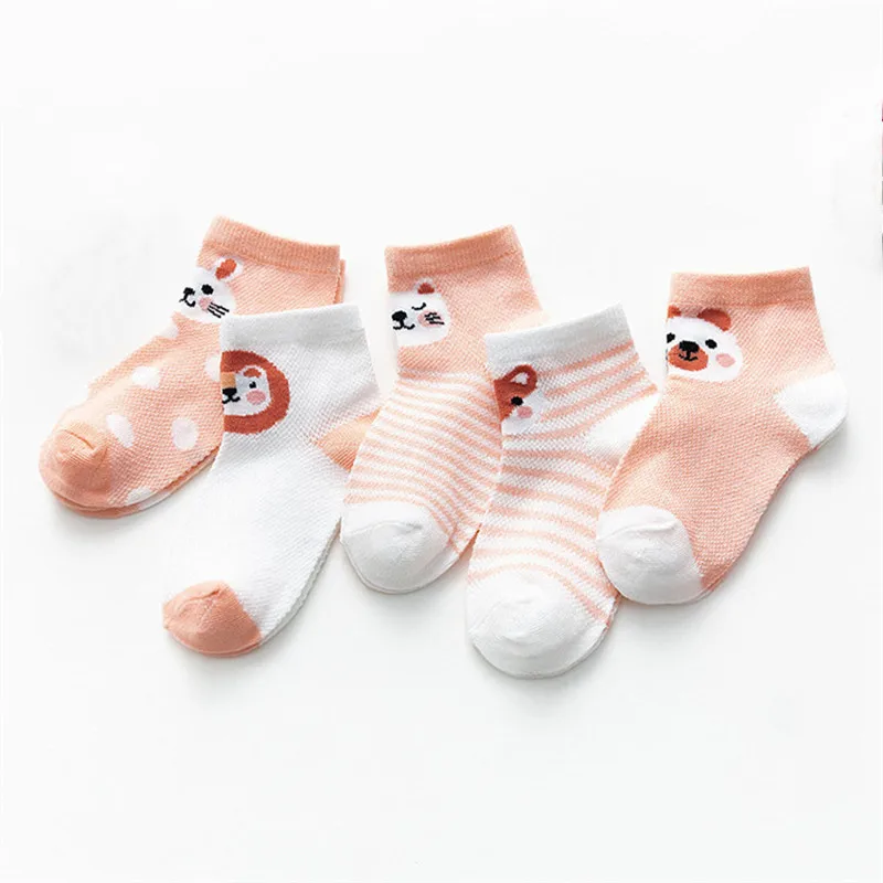 5Pairs/lot Newborn Baby Boys Girls Socks Summer Mesh Thin Toddler Socks for Girls Cotton Cartoon Infant Sock 2024 Accessories