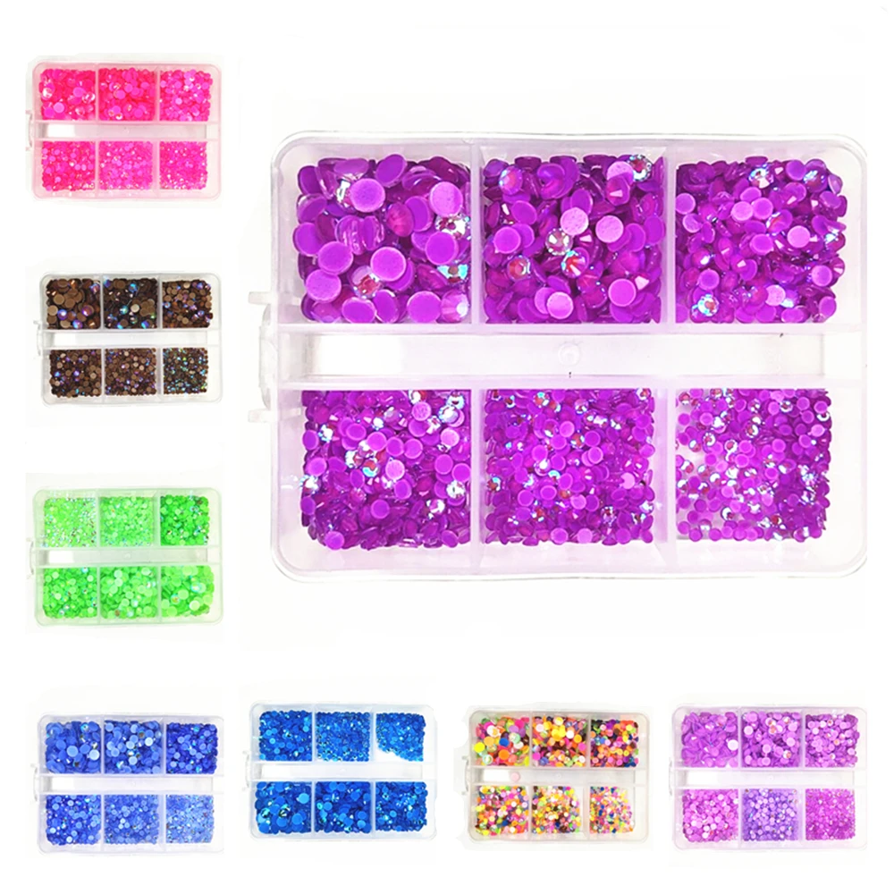 1540Pcs/Box Sizes S6-S20 Fluorescence Glass Non Hot Fix Rhinestones Crystal AB Nail Art Decorations Luminous Aurora Rhinestones