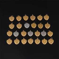 5pcs A-Z Letter Charms Stainless Steel Heart Letter Charms Pendant Love Alphabet Initial Letter Handmade Pendant For Diy Jewelry