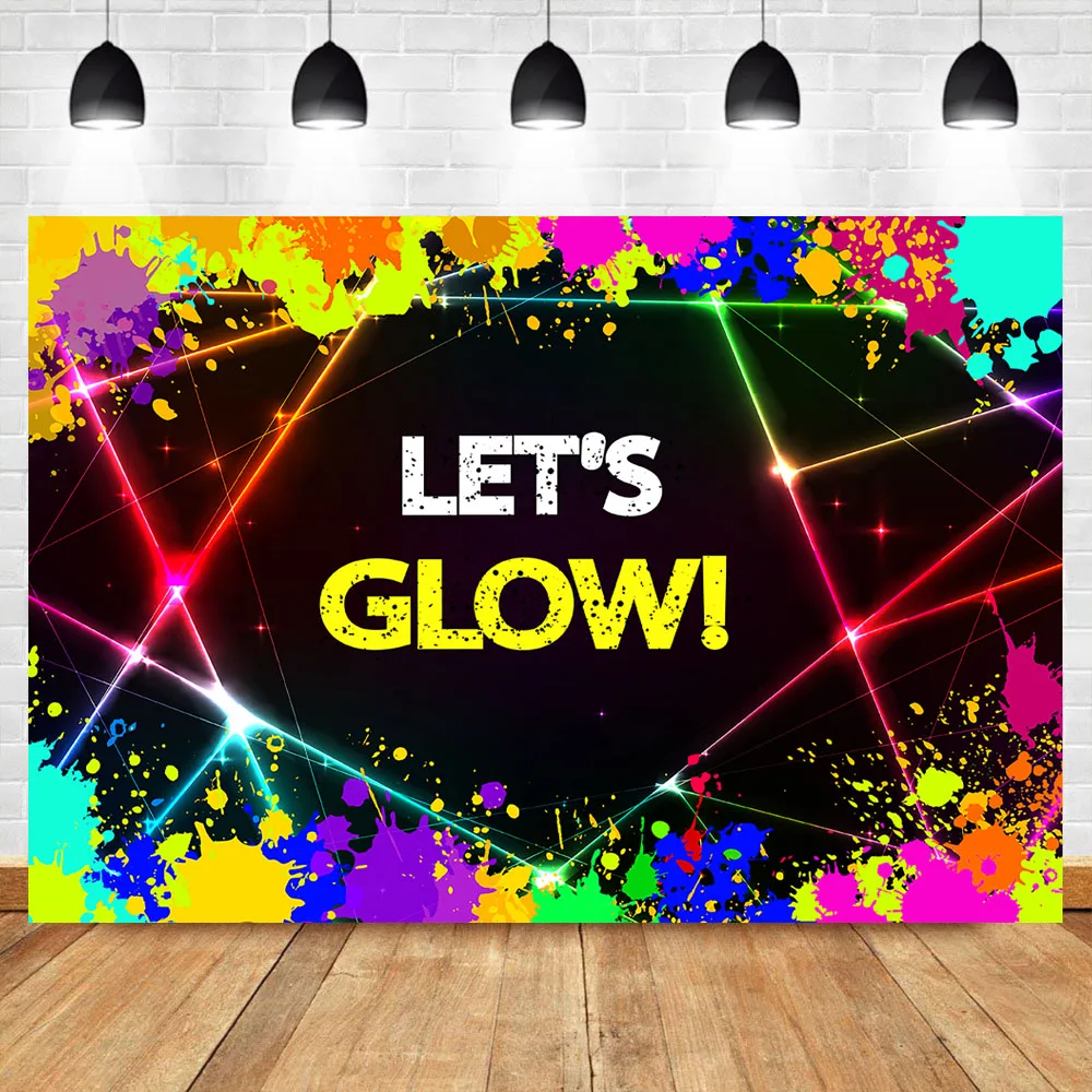 

Mocsicka Glow Neon Laser Party Photo Background Let's Glow Splatter Graffiti Wall Photography Backdrops Studio Shoots