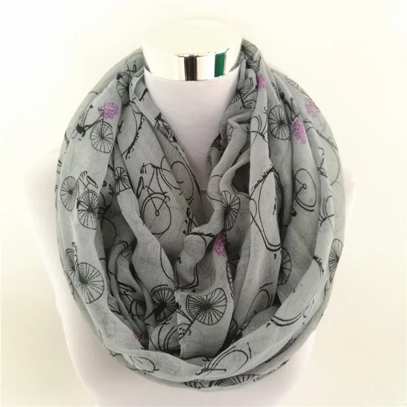 Multi-Usage Fashion Women Bicycle infinity scarf Prints Shawl Lady Stripe Scarf Popular  ring scarves for four seasons