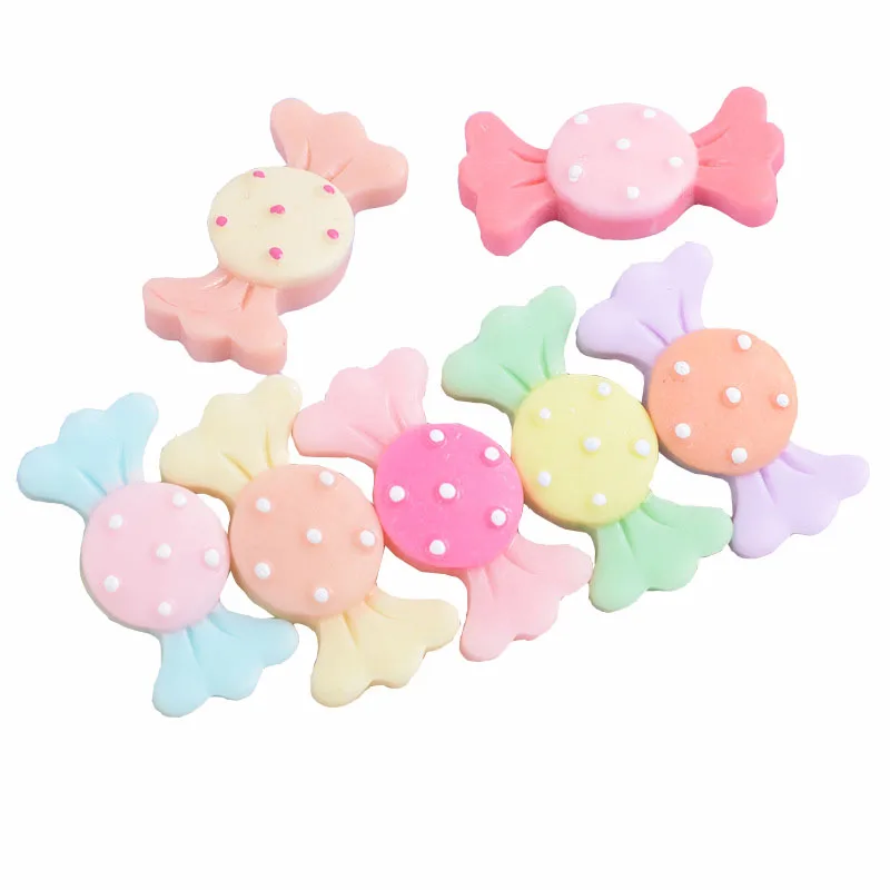 20PCS/Pack Cute Planar Resin Candy Bowknot Drop Glue Accessories DIY Earring Brooch Craft Materials Kid Hair Decorative Supplies