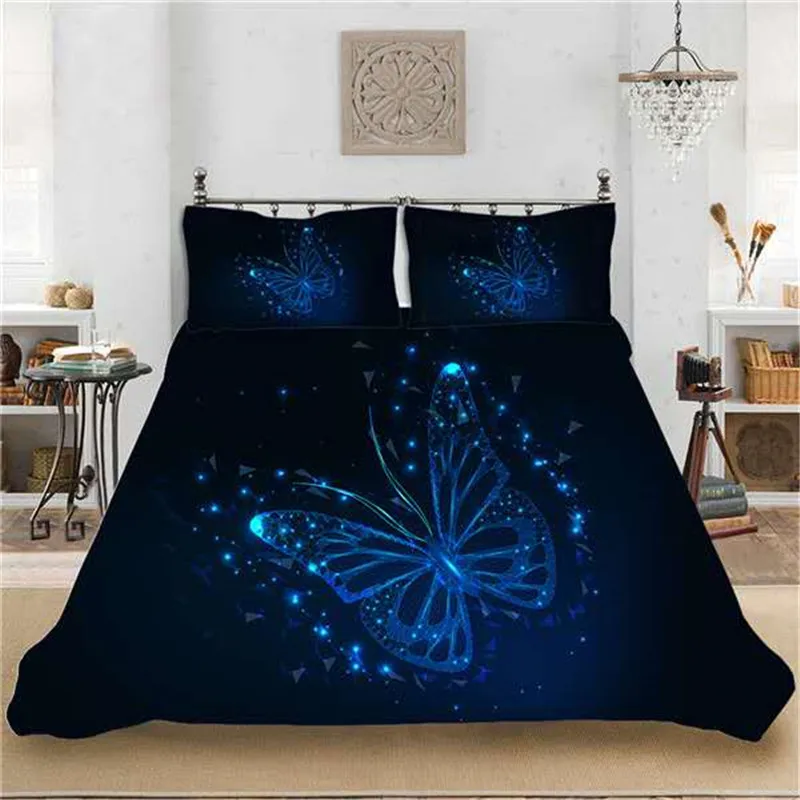 3D butterfly luxury bedding set queen size boho duvet cover with pillowcase bed linen comforter set full bed set home textile