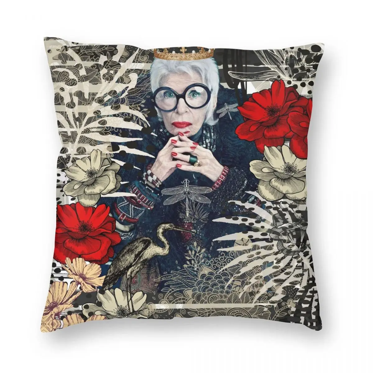 

Iris Apfel Square Pillowcase Polyester Linen Velvet Pattern Zip Decor Pillow Case Home Cushion Cover