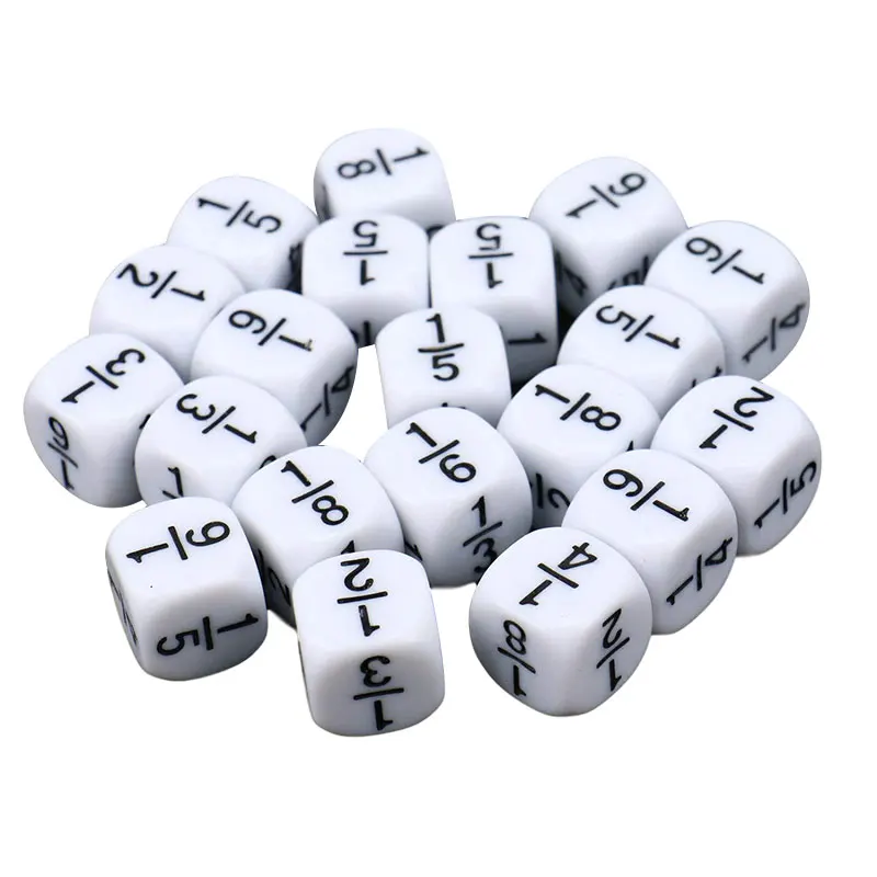 10 Pcs/set Fraction Dice White 16*16mm Fractional Number Dices Montessori Educational Kids Math Toys for Children Games Toys