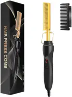 Peigne chauffant 2-en-1 : Lisseur électrique à chauffage rapide, portable, anti-brûlure, pour cheveux et barbe 1
