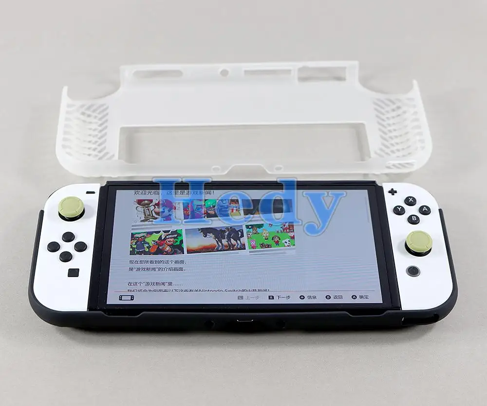 5PCS TPU Transparent Protective Case Cover Shell Frame Glass Screen Protector for Nintendo Switch OLED Console Accessories