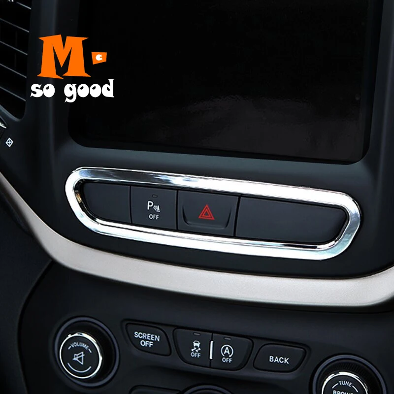 

20142015 2016 2017 2018 For Jeep Cherokee KL Car center Control button Emergency switch frame Cover Trim ABS Accessories Sticker