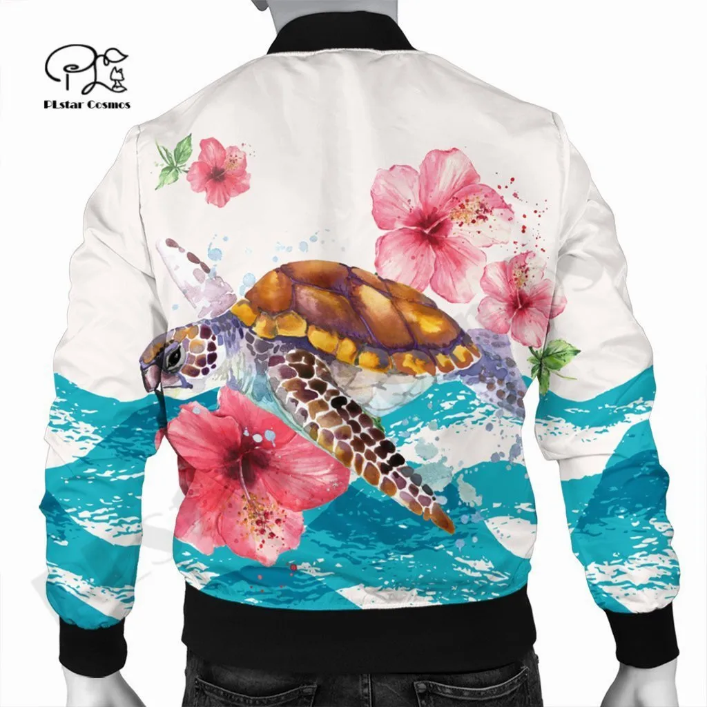 Men/Women Winter Turtle Polynesian 3DPrint Autumn Zipper Flight Jacket Unique Casual Unisex Harajuku Thick Coat Streetwear -10