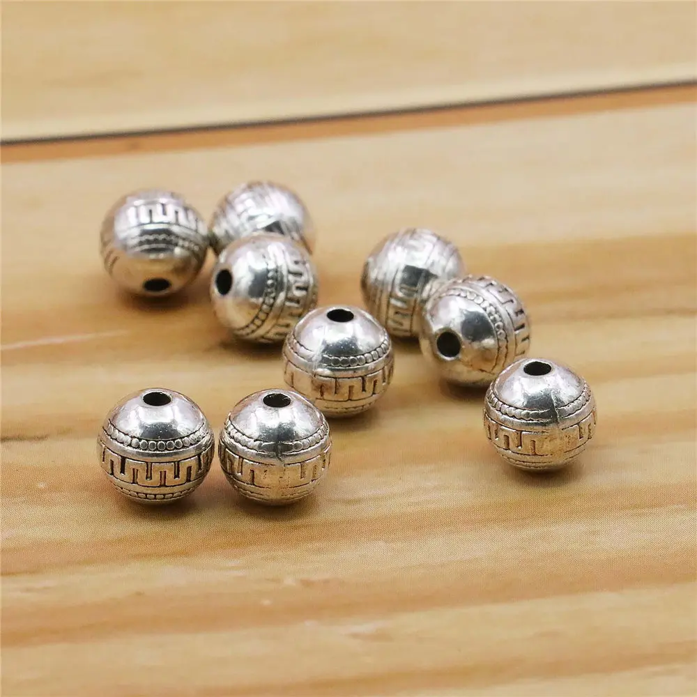 5PCS Alloy Round Spacers Hardware Fittings Accessory Silver-plate DIY Loose Beads Hand Maded Necklace Bracelet Jewelry