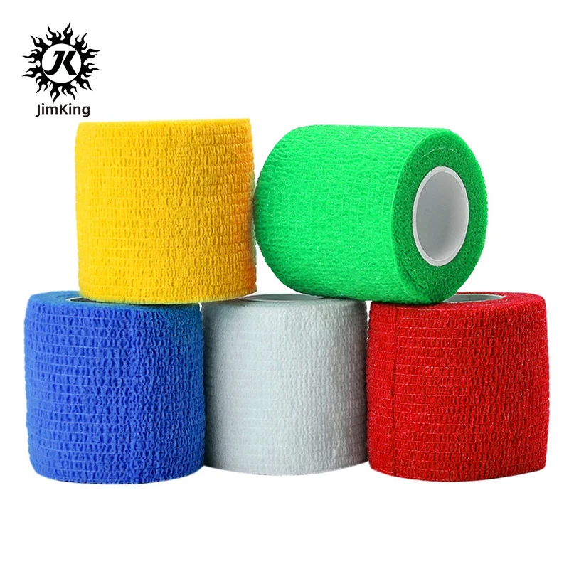 

5pcs 5 Colors Disposable Self-adhesive Flex Elastic Bandage Tattoo Handle Grip Tube Wrap Elbow Stick Tape Accessories Tool