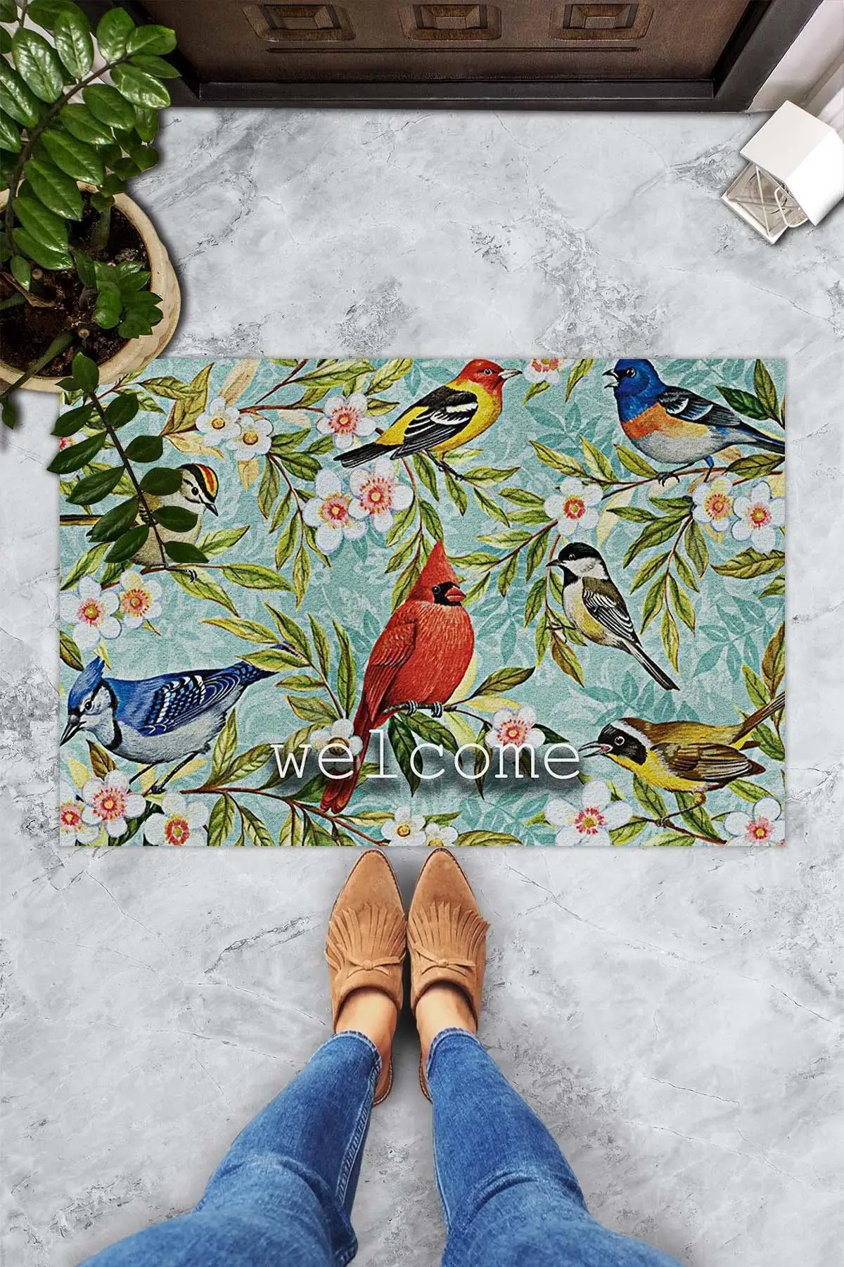 Colorful Birds Decorative Door Mat