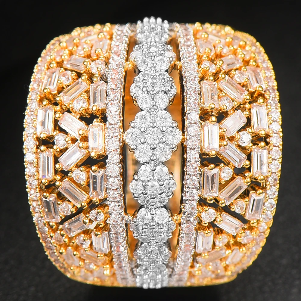 GODKI di Lusso Bagutte Cut Bold Anelli con Zirconi Pietre 2020 Donne di Fidanzamento Monili Del Partito di Alta Qualità