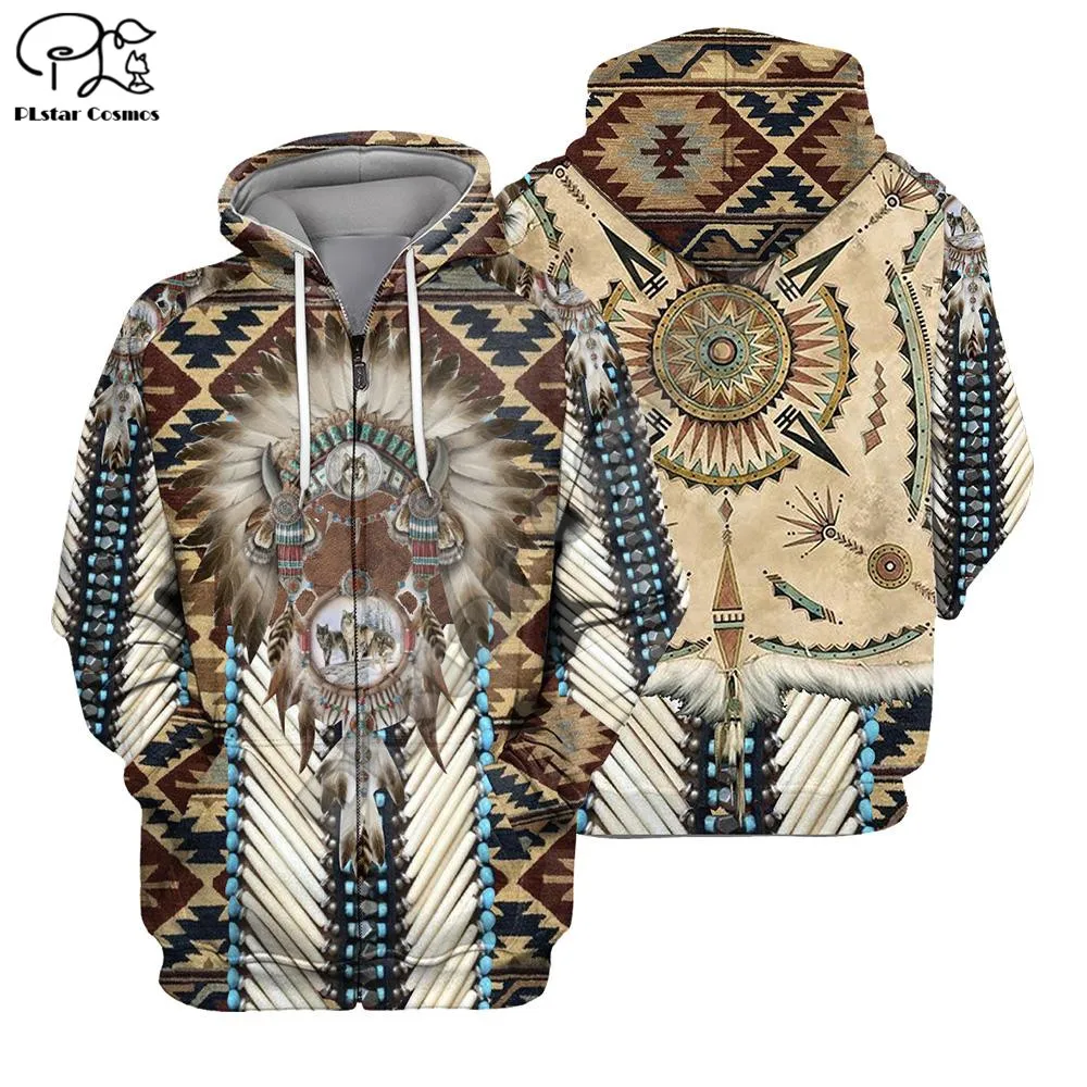 PLstar Cosmos Aboriginal Native Style Symbols 3D Printed Hoodies Sweatshirts Zip Hooded For Men/Women Casual Streetwear N14