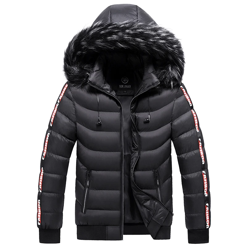 Winter Men Plus Velvet Parka Coat Fur Collar Hooded Plus Velvet Thick Warm Parka Coat Jacket Multi-Pocket Casual Parka Men M-5Xl