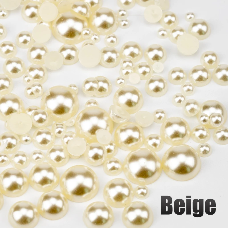 VDD 200g Großhandel, gemischte Größen 3-10mm, mehrfarbige ABS-Imitationsperlen, halbrunde Flachrückperlen für DIY-Handwerk, Nagelkunst-Dekorationen – Detail 4