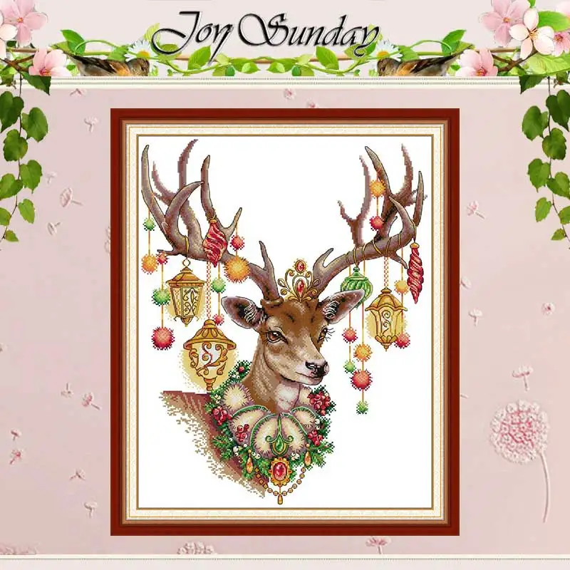 

Antlers animals painting counted 11CT 14CT Cross Stitch Sets DIY Chinese Cross-stitch Kits Embroidery Needlework Home Decor