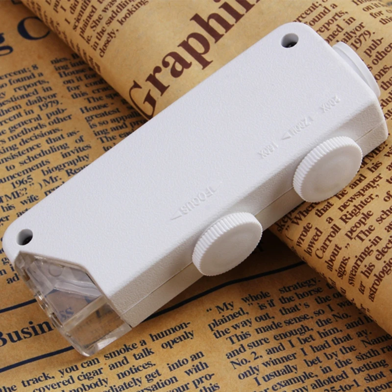 Mini Portable 160-200X LED Handheld Pocket Microscope Magnifer Loupe Compatible with Antique Stamps Textile Fabric