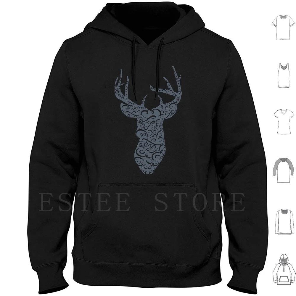 Deer Head Hoodies Deer Head Animal Deer Head Nature Stag Antlers Buck Forest Hunting Animals Black Mountain