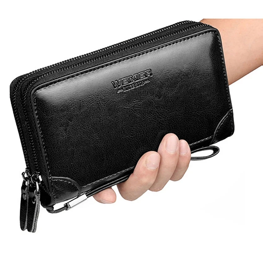 

New Fashion Large Capacity Men's Clutch bag Wallets Black Brown Senior PU Leather Wallet Business Card Holder Coin Purse Male