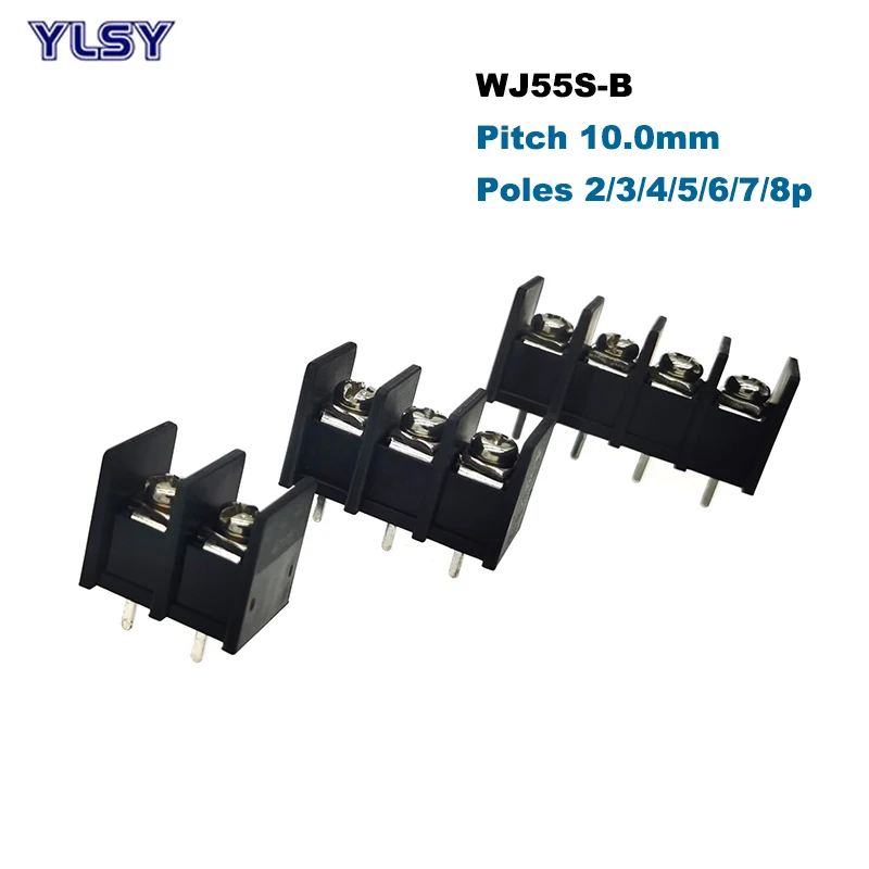 2Pcs Pitch 10mm Barrier Screw PCB Terminal Block Straight 2/3/4/5/6/7/8P Morsettiera Wire Cable Connector 55S-B Bornier 20A