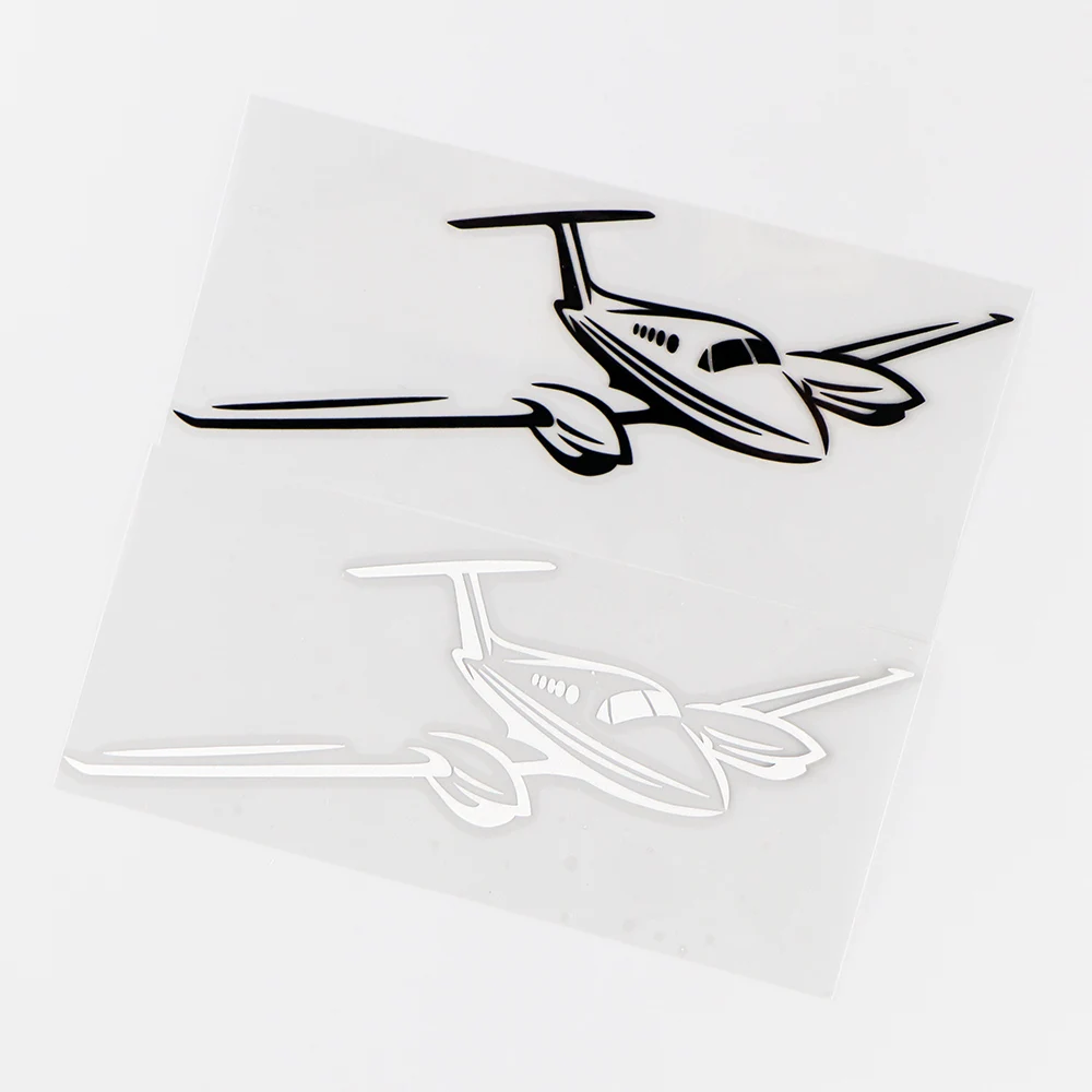 YJZT 15.6×6.3CM Airplane Vinyl Decals Profile Of Small Twin Engine Aircraft Car Sticker Black / Silver 10A-0560