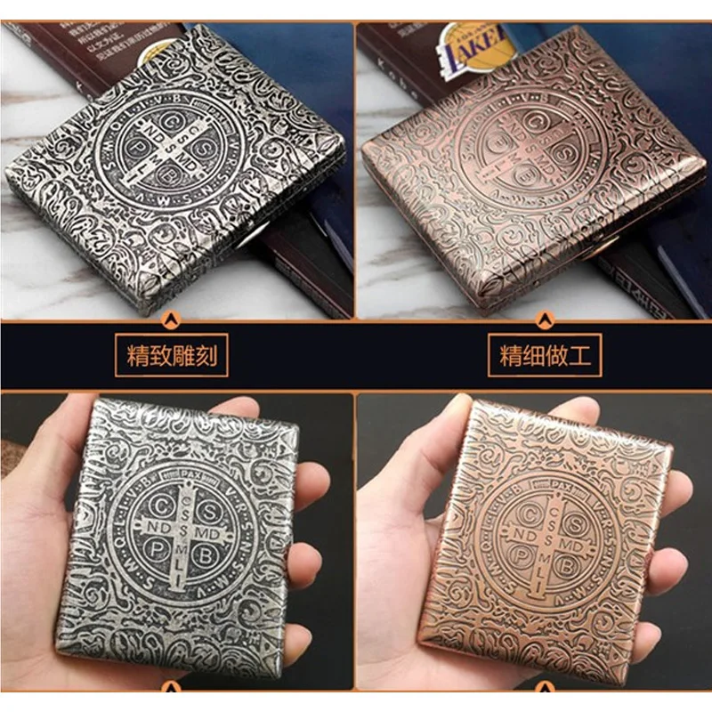 Hot Vintage Copper Cigarette Case 20 Sticks Constantine Cigarette Boxes Tobacco Holders Anti-pressure Smoking Accessories