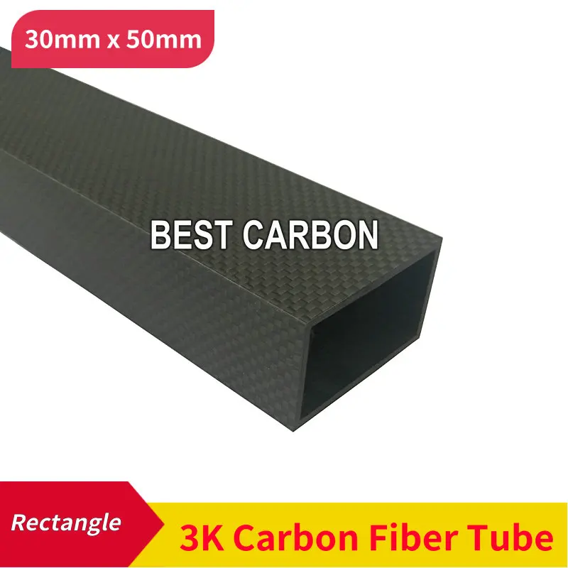 

FREE SHIPPING Rectangle shape 30mm x 50mm x 500mm length , thickness 2mm ,High Quality 3K Carbon Fiber Fabric Wound/winded Tube