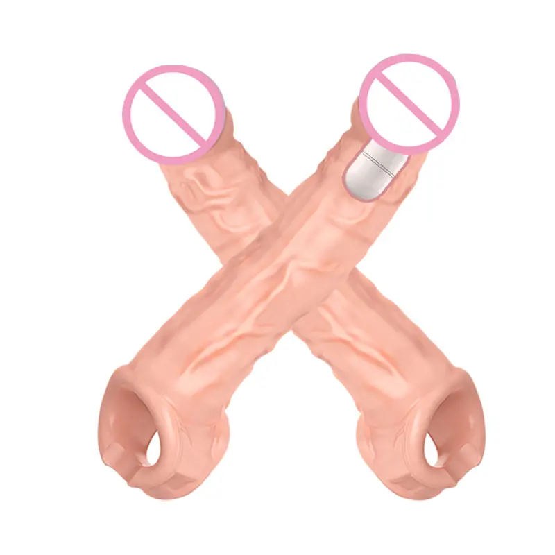 Vibrator Penis Sleeve Condom Reusable Cock Ring Dildo Delay Penis Extender Stretcher Enlarger Sex Toys For Adults For Men 18+