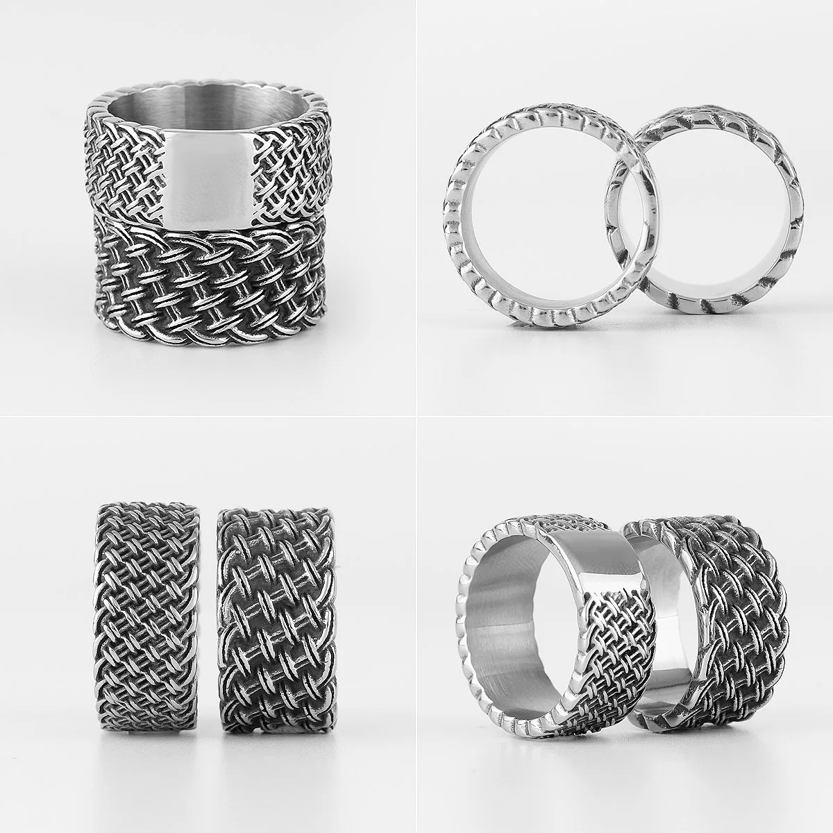 Love Interweaving Weave Stainless Steel Mens Rings Punk Simple Retro for Male Boyfriend Biker Jewelry Creativity Gift Wholesale