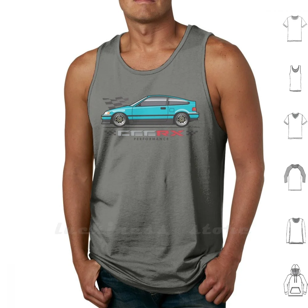 Tahitian Green Crx Sleeveless Tank Top Vest Cotton 88 1988 89 1989 90 1990 91 1991 Civic Delsol Del Sol Crx Jdm Race Top Targa