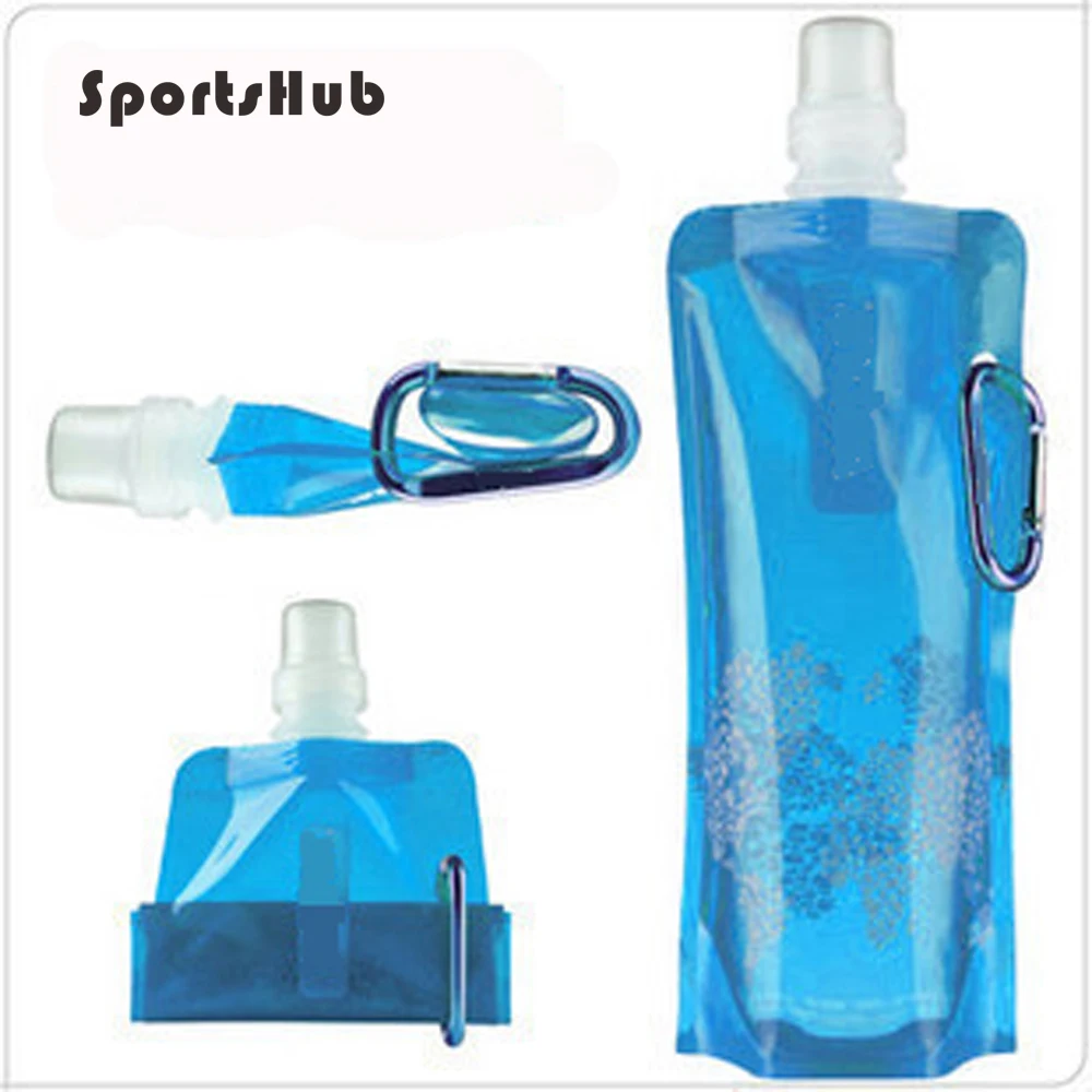 SPORTSHUB Portable 480ml borsa da campeggio pieghevole Ultra resistente Sport all\'aria aperta bottiglie di acqua potabile pieghevoli NR0079