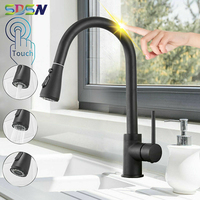 Matte Black Touch Kitchen Faucet Stainless Steel Pull Out Kitchen Mixer Tap Three Way Pull Down Sprayer Sensor Kitchen Faucets