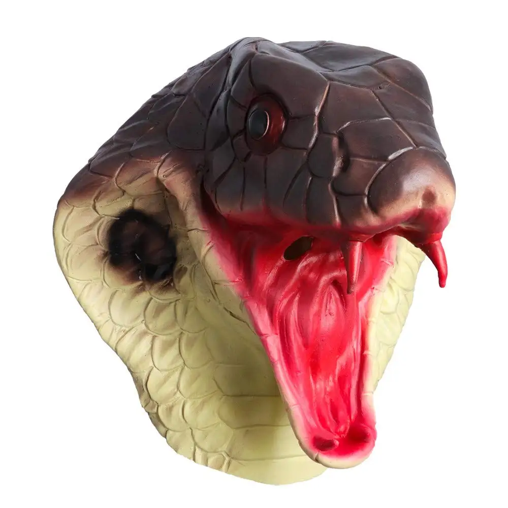 Cobra Head Mask Realistic Halloween Creepy Latex Animal Snake Mask for Cosplay Carnival Party