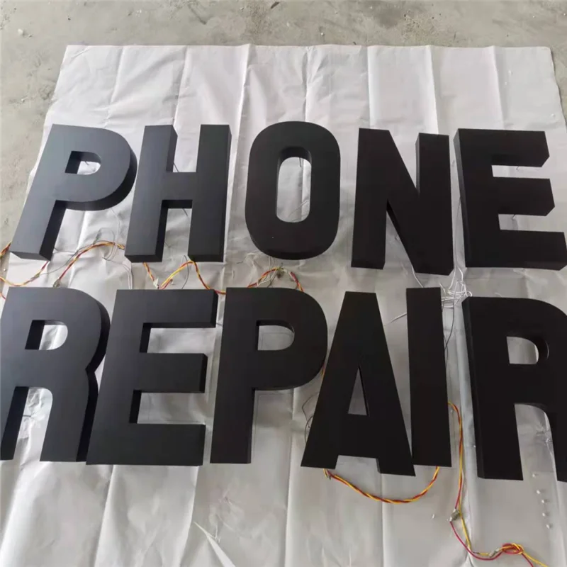 Factory Outlet Outdoor Back Lit Rvs Led Letters Voor Receptie Muur, Telefoon Winkel, terug Verlichte Metalen Led Logo Tekenen