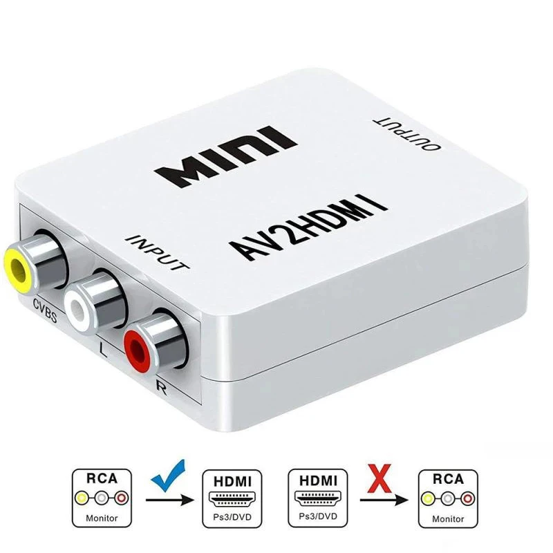 

1080P RCA AV to HDMI AUdio Video Converter Adapter Full HD Composite CVBS to HDMI AV2HDMI Audio Converter