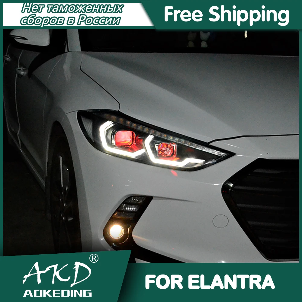 Headlights For Hyundai Elantra 2016-2020 DRL Day Running Light Head Lamp LED Bi Xenon Bulb Fog Lights Tuning Car Accessory