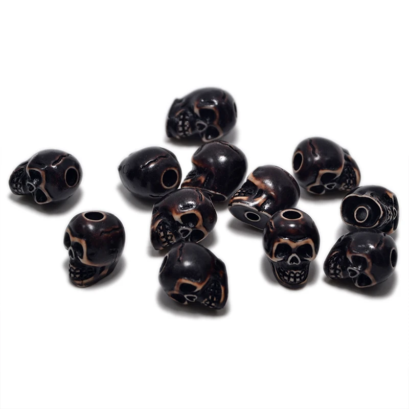 FZ002 Imitation bone beads Antique Skull Beads for Halloween Jewelry Resin skull beads are used in bracelet necklace making