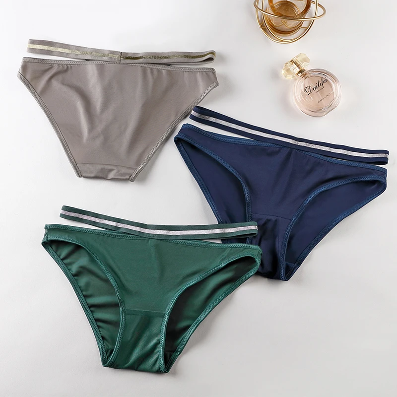 3pcs Female Panties Seamless Underwear For Woman Sexy Briefs Women's Lingerie Bikini Sports Ice Silk Woman Intimates BANNIROU