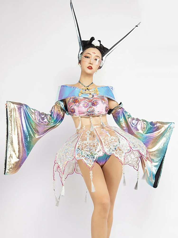 Creativity Stage Costume Tang Dynasty Dancer Costume Model Shooting Clothing Rave Outfit Nightclub Bar Gogo Dancewear VDB4206