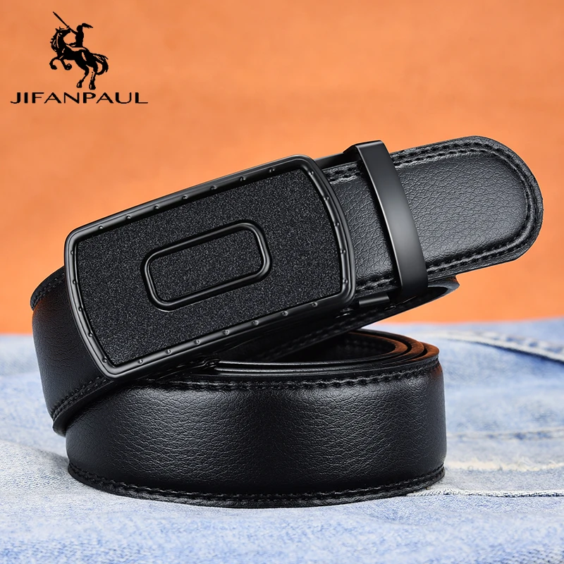 JIFANPAUL Men's leather belt, middle back type fashion trend men's leather belt, business preferred, jeans with black belt