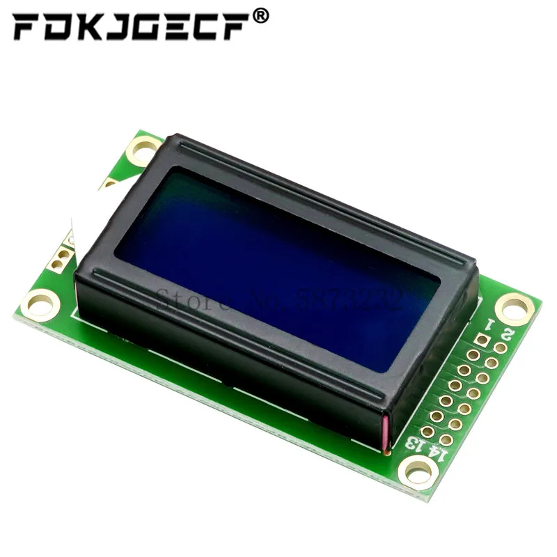 8 x 2 LCD Module 0802 Character Display Screen Blue / Yellow Green