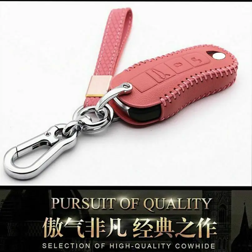 1Pcs Genuine Leather Car Key Case Cover For Porsche Macan 911 Panamera Cayenne 2019