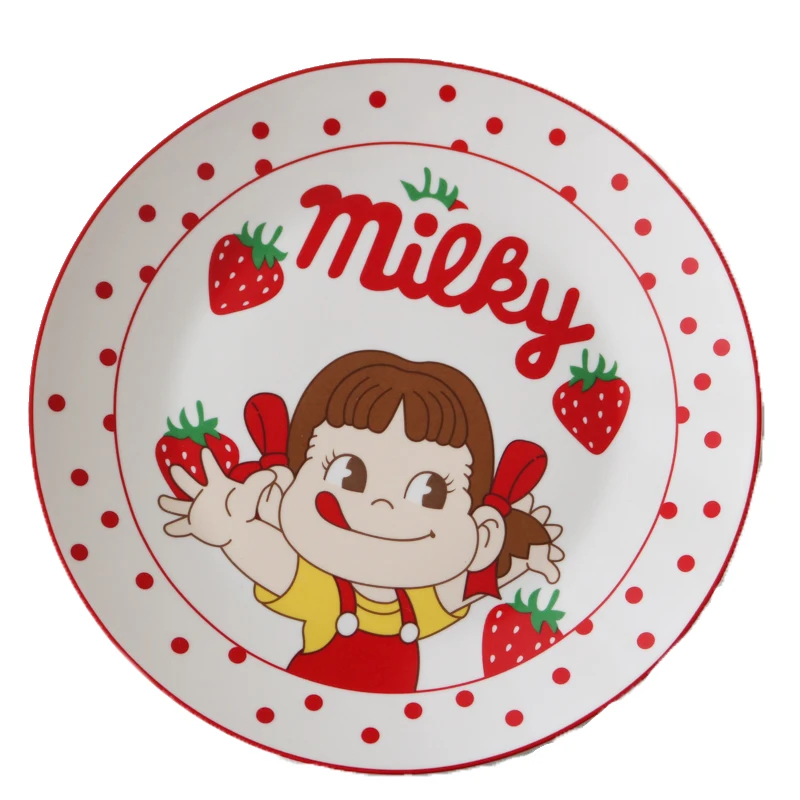 Strawberry Milk Sister 8-inch Ceramic Plate/Pink Petal Small Bowl/Fork Spoon