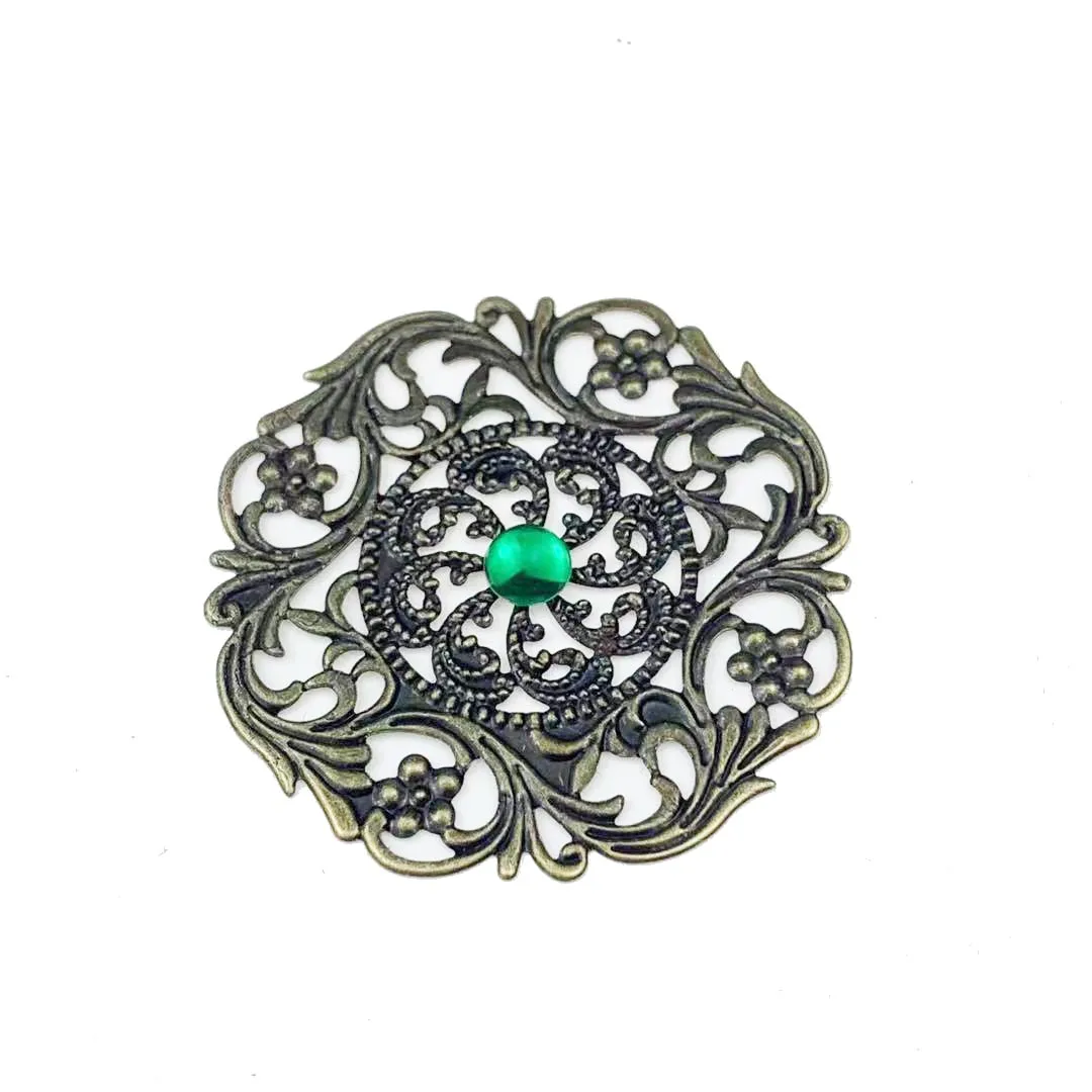 20Pcs/lot 45mm Filigree Round silk flower  Wraps Connectors Embellishments Findings   Wraps Connectors For DIY Jewelry Making