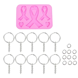 Handmade AIDS Cancer Awareness Bow Keychains Resin Mold Silicone Red Ribbon Bow Epoxy Resin Mold Jewelry Making Tools
