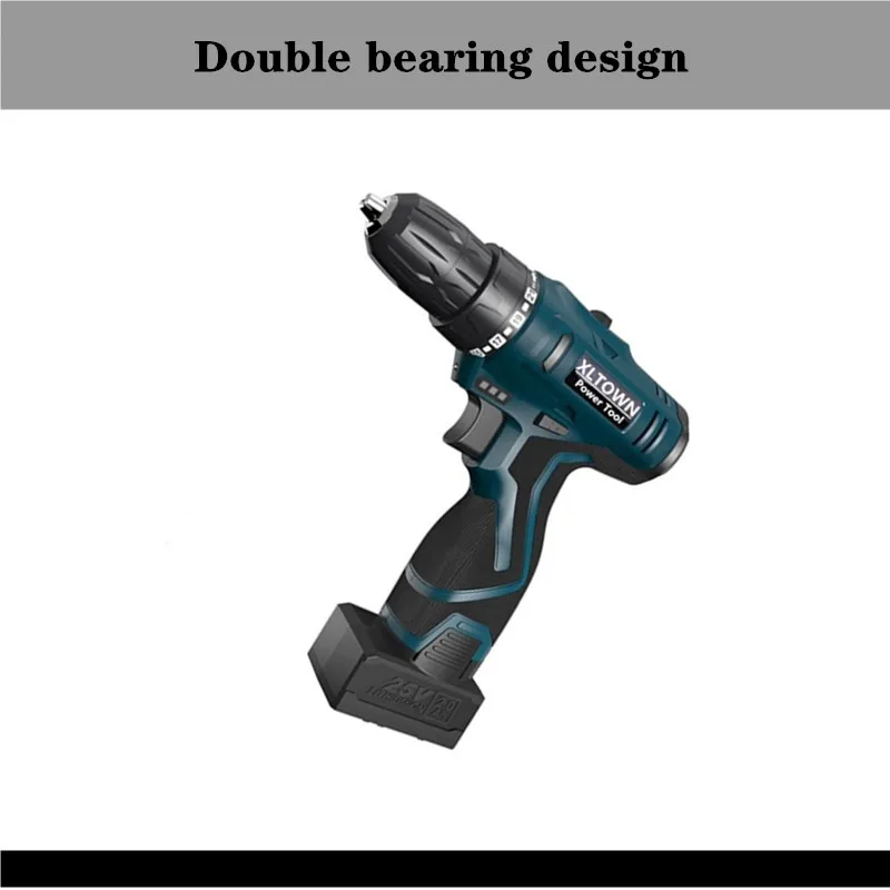 25V Cordless Electric Drill Household Electric Screwdriver, Construction Worker Drilling Power Tool, Large Capacity Battery