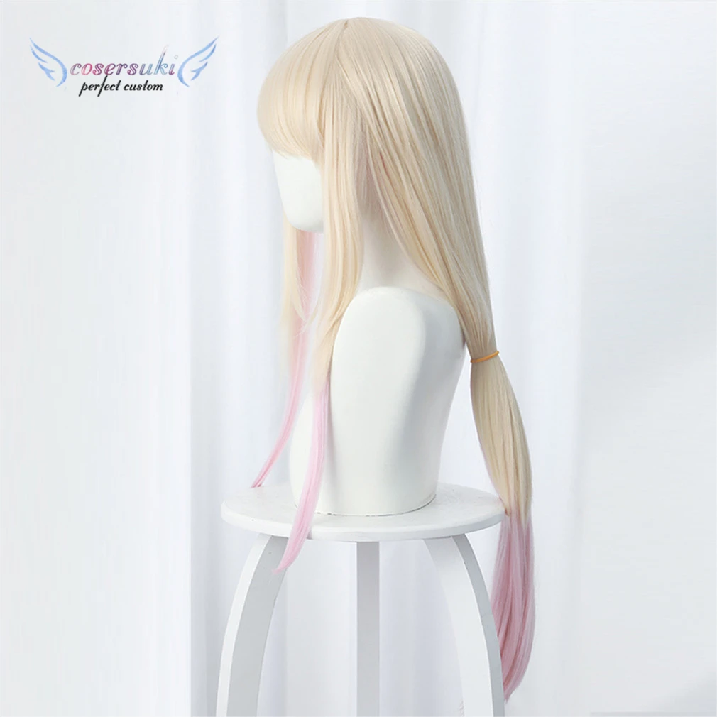 Anime Fujito Chiyuki Cosplay Wig 80cm Woman Long Yellow Gradient Light Pink Heat Resistant Synthetic Hair Party